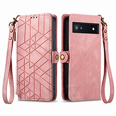 Coque Portefeuille Livre Cuir Etui Clapet S17D pour Google Pixel 6a 5G Rose