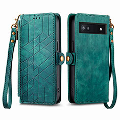 Coque Portefeuille Livre Cuir Etui Clapet S17D pour Google Pixel 6a 5G Vert