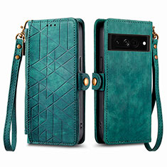 Coque Portefeuille Livre Cuir Etui Clapet S17D pour Google Pixel 7 Pro 5G Vert