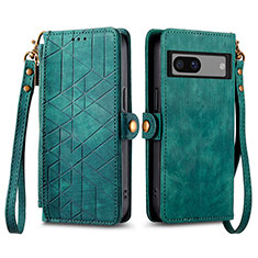 Coque Portefeuille Livre Cuir Etui Clapet S17D pour Google Pixel 7a 5G Vert