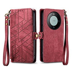 Coque Portefeuille Livre Cuir Etui Clapet S17D pour Huawei Mate 60 Pro+ Plus Rouge