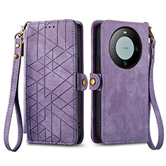 Coque Portefeuille Livre Cuir Etui Clapet S17D pour Huawei Mate 60 Pro+ Plus Violet