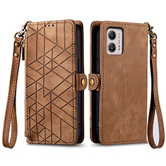 Coque Portefeuille Livre Cuir Etui Clapet S17D pour Motorola Moto G53 5G Marron