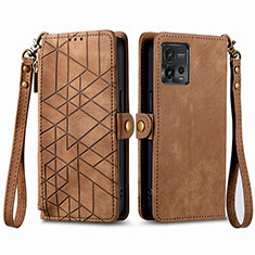 Coque Portefeuille Livre Cuir Etui Clapet S17D pour Motorola Moto G72 Marron