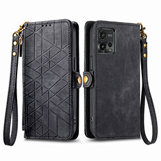 Coque Portefeuille Livre Cuir Etui Clapet S17D pour Motorola Moto G72 Noir