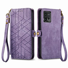 Coque Portefeuille Livre Cuir Etui Clapet S17D pour Motorola Moto G72 Violet