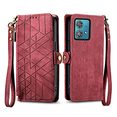 Coque Portefeuille Livre Cuir Etui Clapet S17D pour Motorola Moto G84 5G Rouge