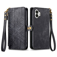 Coque Portefeuille Livre Cuir Etui Clapet S17D pour Nothing Phone 2 Noir