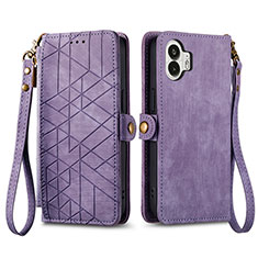 Coque Portefeuille Livre Cuir Etui Clapet S17D pour Nothing Phone 2 Violet