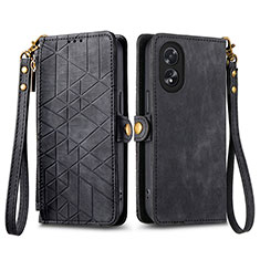 Coque Portefeuille Livre Cuir Etui Clapet S17D pour Oppo A18 Noir