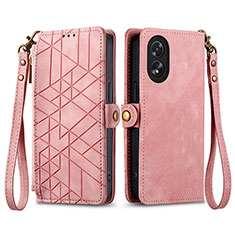 Coque Portefeuille Livre Cuir Etui Clapet S17D pour Oppo A38 Rose