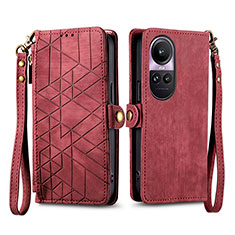 Coque Portefeuille Livre Cuir Etui Clapet S17D pour Oppo Reno10 5G Rouge