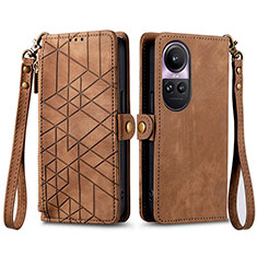 Coque Portefeuille Livre Cuir Etui Clapet S17D pour Oppo Reno10 Pro 5G Marron