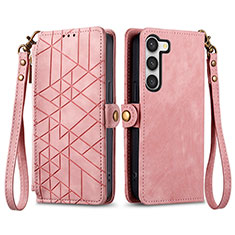 Coque Portefeuille Livre Cuir Etui Clapet S17D pour Samsung Galaxy S22 5G Rose