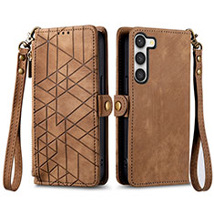 Coque Portefeuille Livre Cuir Etui Clapet S17D pour Samsung Galaxy S24 Plus 5G Marron