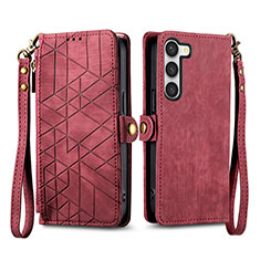 Coque Portefeuille Livre Cuir Etui Clapet S17D pour Samsung Galaxy S24 Plus 5G Rouge