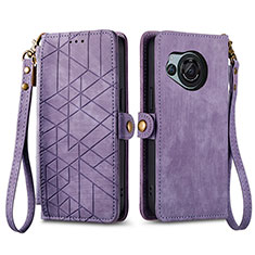 Coque Portefeuille Livre Cuir Etui Clapet S17D pour Sharp Aquos R8 Violet