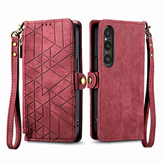 Coque Portefeuille Livre Cuir Etui Clapet S17D pour Sony Xperia 1 V Rouge