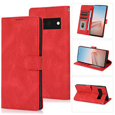 Coque Portefeuille Livre Cuir Etui Clapet SY1 pour Google Pixel 6 5G Rouge