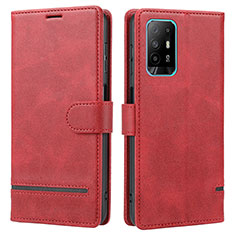 Coque Portefeuille Livre Cuir Etui Clapet SY1 pour Oppo F19 Pro+ Plus 5G Rouge