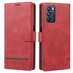 Coque Portefeuille Livre Cuir Etui Clapet SY1 pour Oppo Reno6 5G Rouge