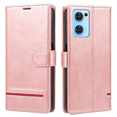 Coque Portefeuille Livre Cuir Etui Clapet SY1 pour Oppo Reno7 SE 5G Rose