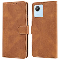 Coque Portefeuille Livre Cuir Etui Clapet SY1 pour Realme C30s Marron