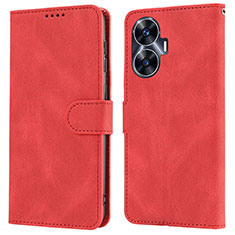 Coque Portefeuille Livre Cuir Etui Clapet SY1 pour Realme C55 Rouge