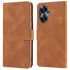 Coque Portefeuille Livre Cuir Etui Clapet SY1 pour Realme Narzo N55 Marron