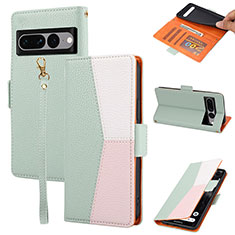 Coque Portefeuille Livre Cuir Etui Clapet SY2 pour Google Pixel 7 Pro 5G Vert