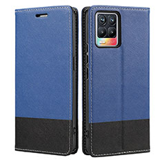 Coque Portefeuille Livre Cuir Etui Clapet SY2 pour Realme 8 4G Bleu