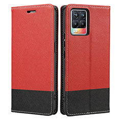 Coque Portefeuille Livre Cuir Etui Clapet SY2 pour Realme 8 4G Rouge