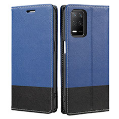 Coque Portefeuille Livre Cuir Etui Clapet SY2 pour Realme 8 5G Bleu