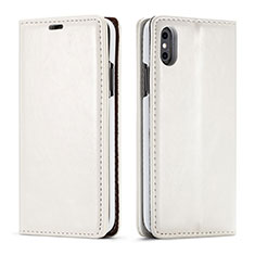 Coque Portefeuille Livre Cuir Etui Clapet T01 pour Apple iPhone X Blanc