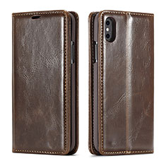 Coque Portefeuille Livre Cuir Etui Clapet T01 pour Apple iPhone Xs Marron