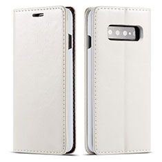 Coque Portefeuille Livre Cuir Etui Clapet T01 pour Samsung Galaxy S10 5G Blanc