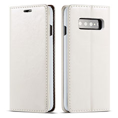 Coque Portefeuille Livre Cuir Etui Clapet T01 pour Samsung Galaxy S10 Blanc