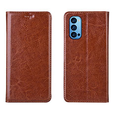 Coque Portefeuille Livre Cuir Etui Clapet T02 pour Oppo Reno4 5G Marron