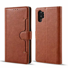 Coque Portefeuille Livre Cuir Etui Clapet T02 pour Samsung Galaxy Note 10 Plus 5G Marron