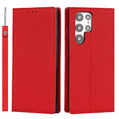 Coque Portefeuille Livre Cuir Etui Clapet T02D pour Samsung Galaxy S21 Ultra 5G Rouge