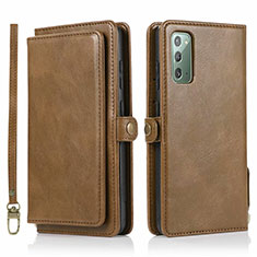 Coque Portefeuille Livre Cuir Etui Clapet T03 pour Samsung Galaxy Note 20 5G Marron