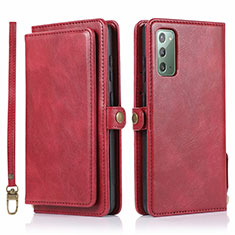 Coque Portefeuille Livre Cuir Etui Clapet T03 pour Samsung Galaxy Note 20 5G Rouge