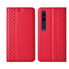 Coque Portefeuille Livre Cuir Etui Clapet T03 pour Xiaomi Mi 10 Pro Rouge