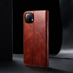 Coque Portefeuille Livre Cuir Etui Clapet T03 pour Xiaomi Mi 11 Lite 4G Marron