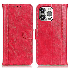 Coque Portefeuille Livre Cuir Etui Clapet T04 pour Apple iPhone 15 Pro Rouge