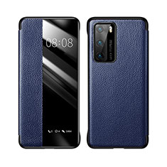 Coque Portefeuille Livre Cuir Etui Clapet T04 pour Huawei P40 Bleu