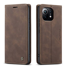 Coque Portefeuille Livre Cuir Etui Clapet T04 pour Xiaomi Mi 11 5G Marron