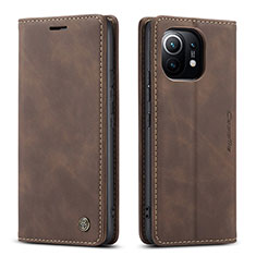 Coque Portefeuille Livre Cuir Etui Clapet T04 pour Xiaomi Mi 11 Lite 4G Marron