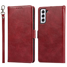 Coque Portefeuille Livre Cuir Etui Clapet T04D pour Samsung Galaxy S21 5G Rouge