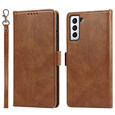 Coque Portefeuille Livre Cuir Etui Clapet T04D pour Samsung Galaxy S21 FE 5G Marron